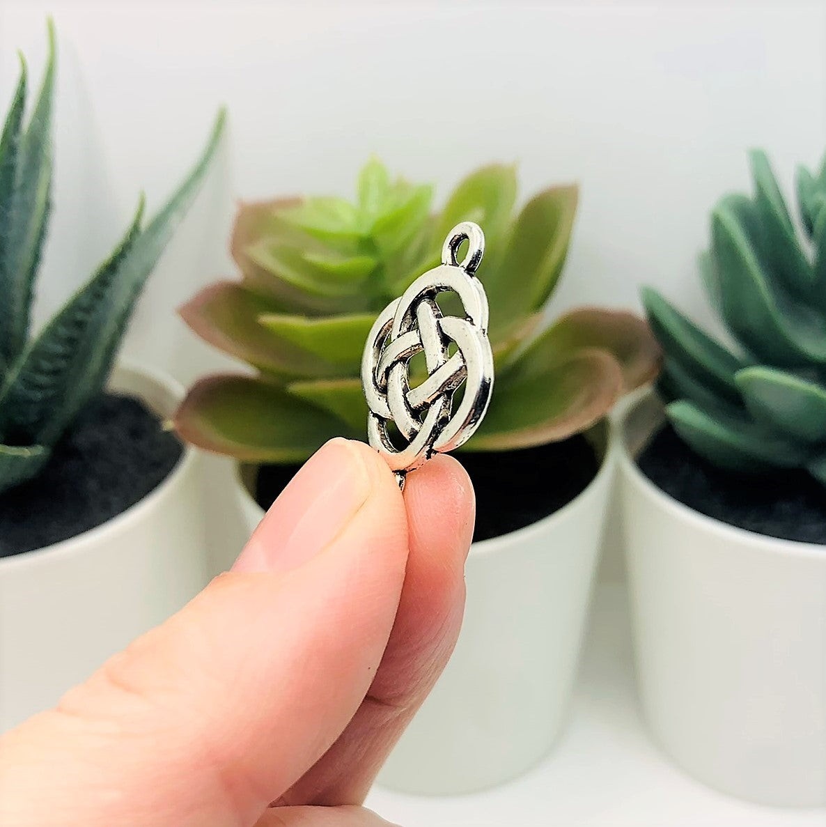 Silver Celtic Knot Connector Charms, 25x18mm – US Seller