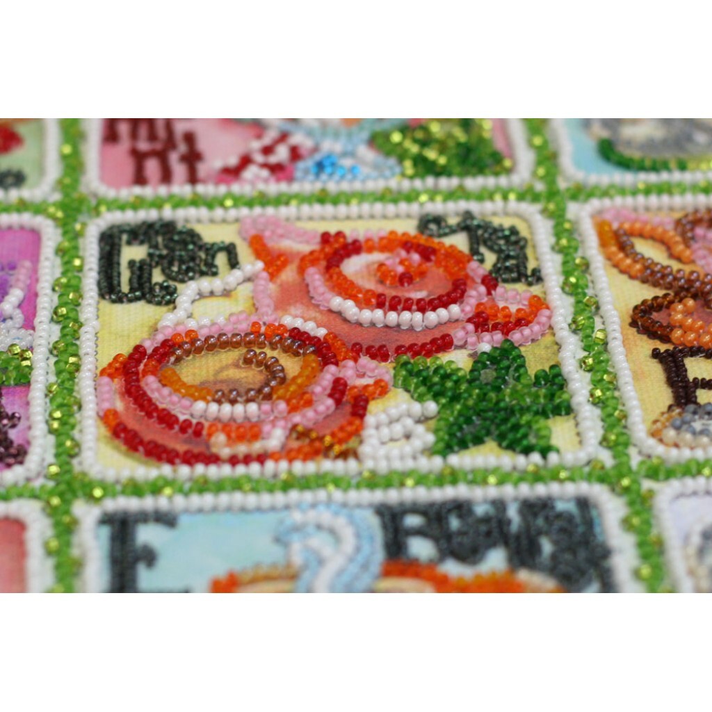 Bead Embroidery Kit Tea Beaded stitching Beadwork DIY Abris Art