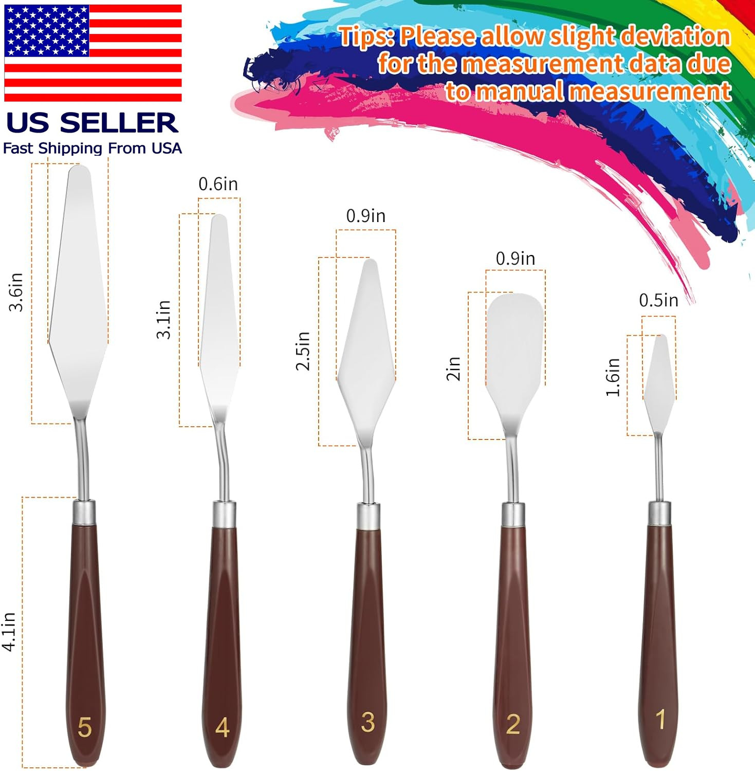 5Pcs Palette Knife,Stainless Steel Spatula Palette Knife Set, Pallet Knife,Paint