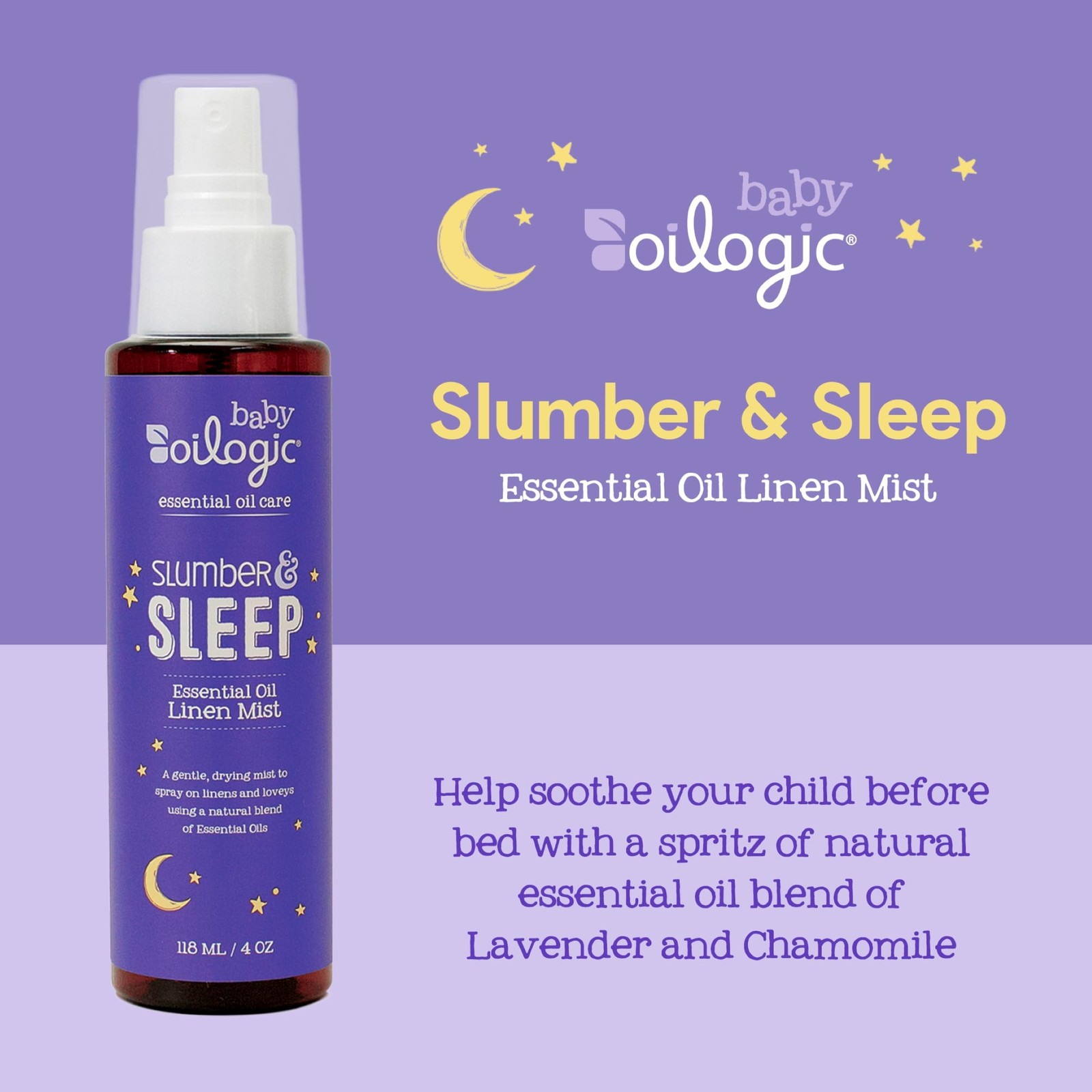 Oilogic Slumber & Sleep Spray for Babies 4 Fl Oz (Pack of 2), White Or Cream
