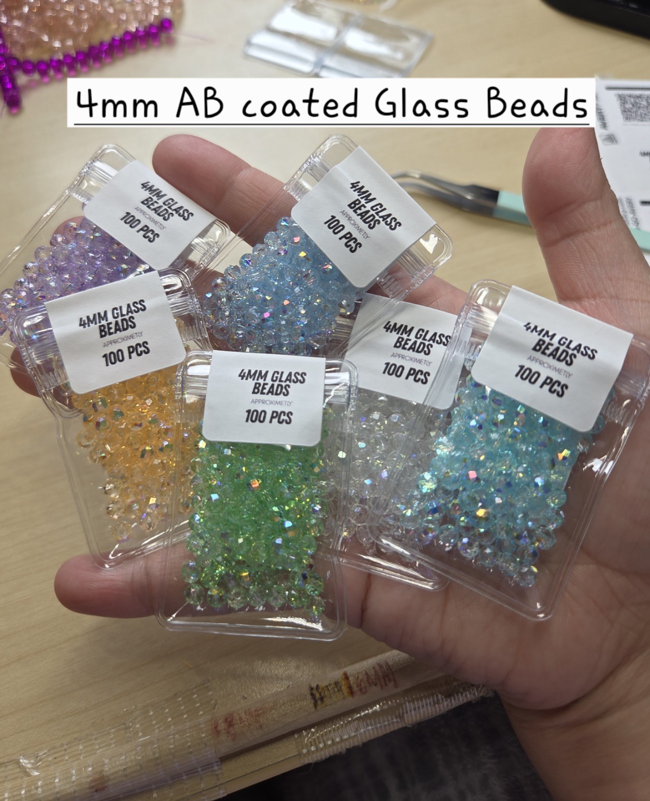 4mm AB Coated Glass Beads ~ Take All 6 Colors (~600pcs In Total)