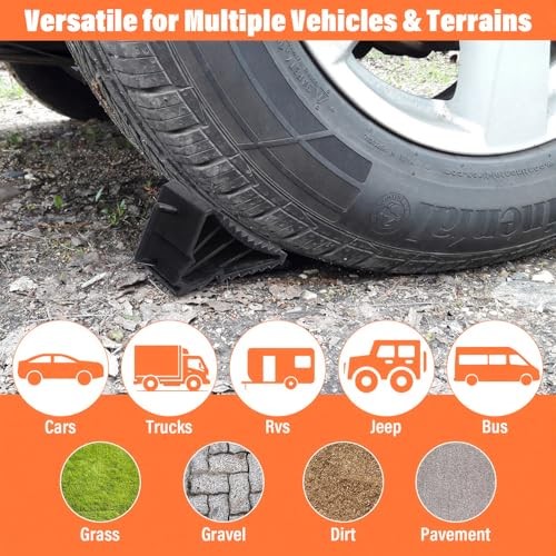 4 Pack Wheel Chocks for RV Trailers & Camper, Heavy Duty Non-Slip Tire