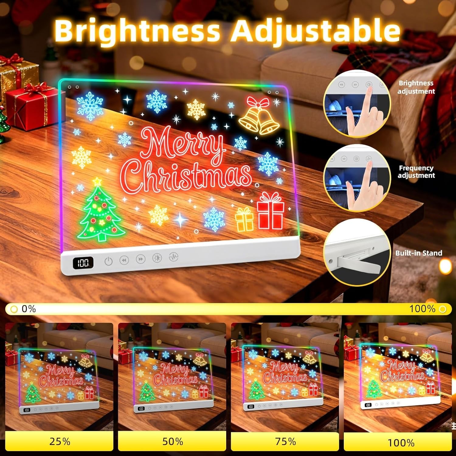 Led Drawing Board with 13 Light Effects, 16″ Rechargeable Glow Doodle LED Note B
