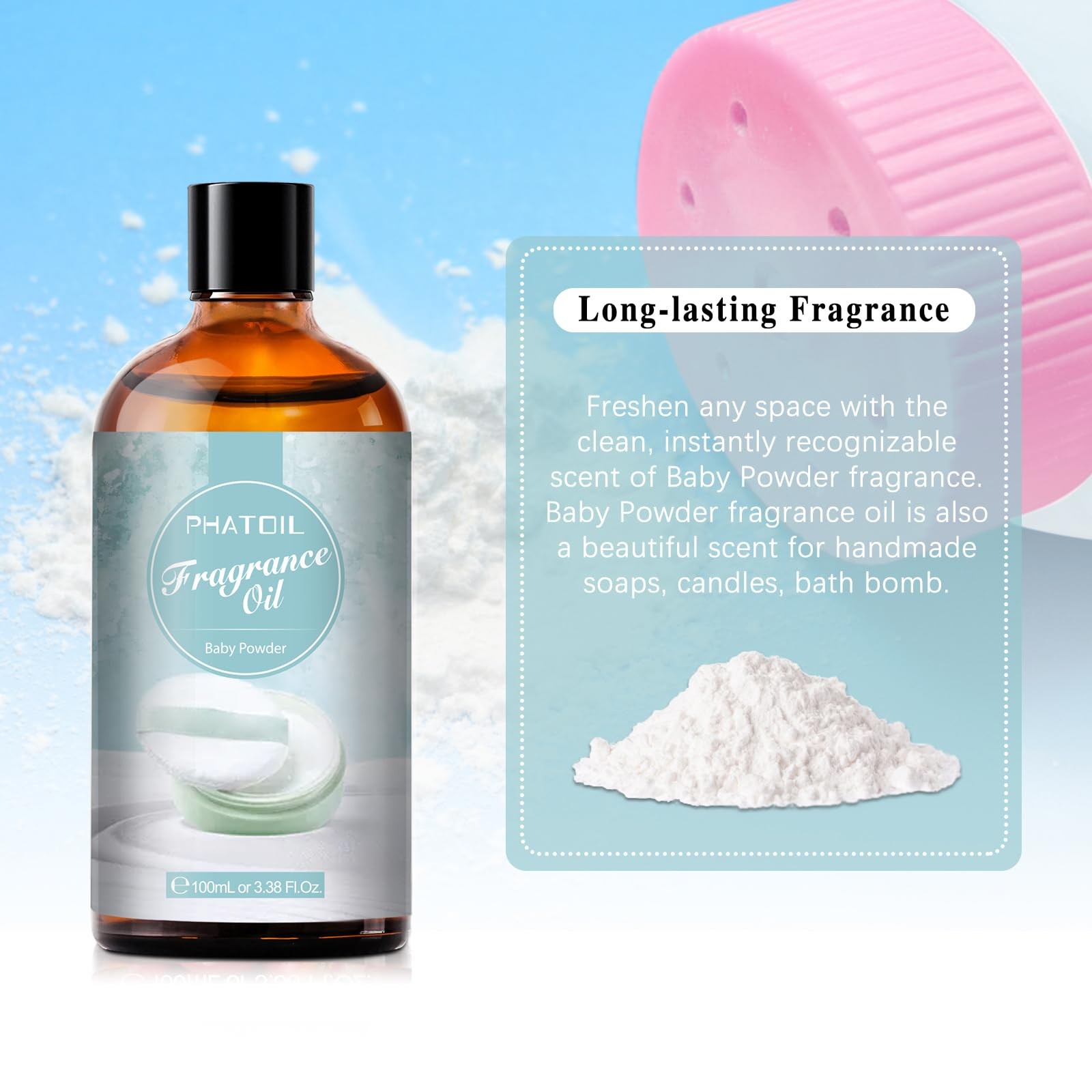 PHATOIL 3.38FL.OZ Baby Powder Fragrance Oils for 3.38 Fl Oz (Pack of 1)
