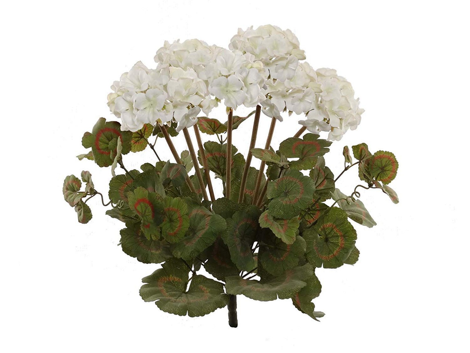 Larksilk White Artificial Geranium Bush 12 Pack – 18″ UV & Water Resistant Fa…