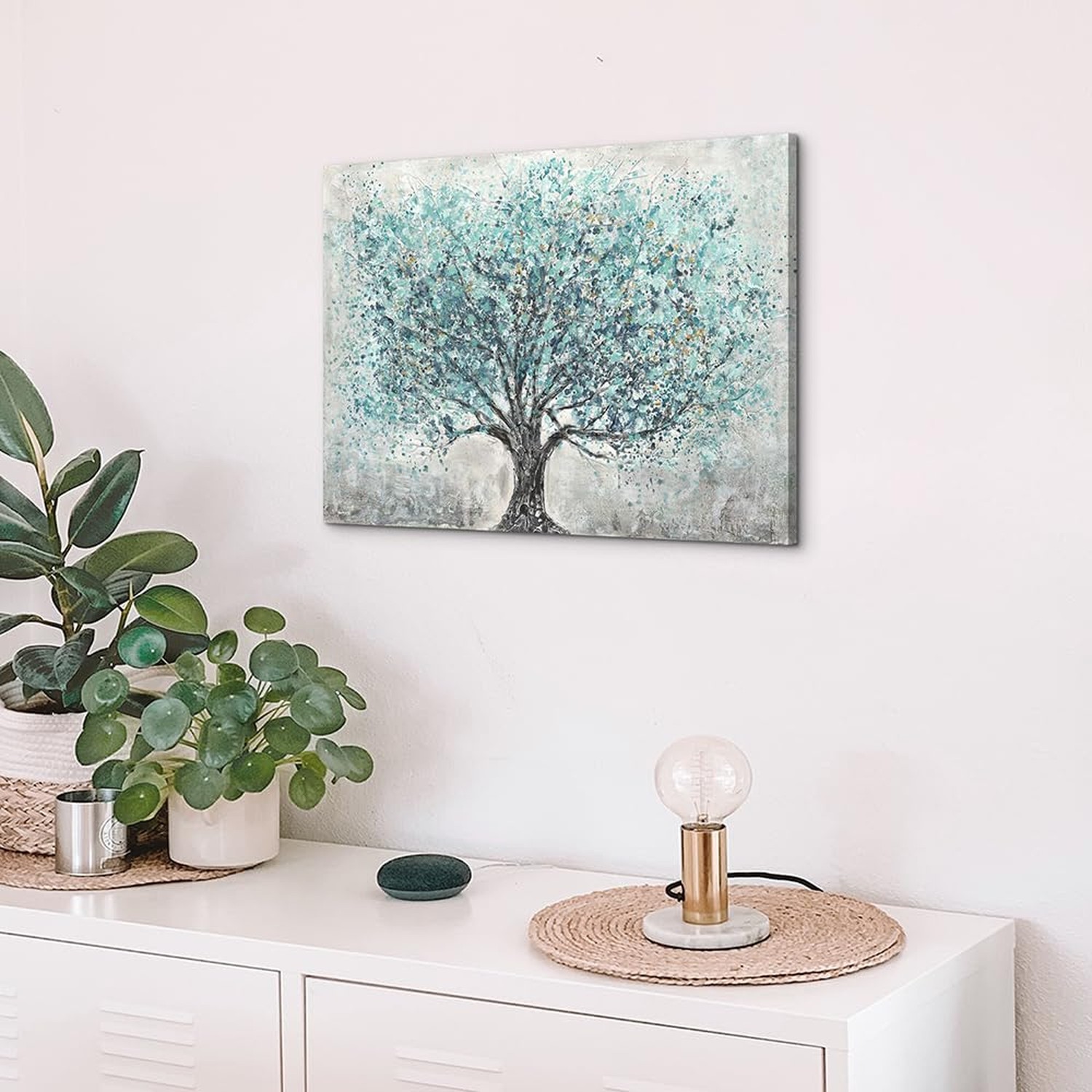 Abstract Tree Canvas Wall Art: Tree Landscape Picture Blue Painting Nature Ar…