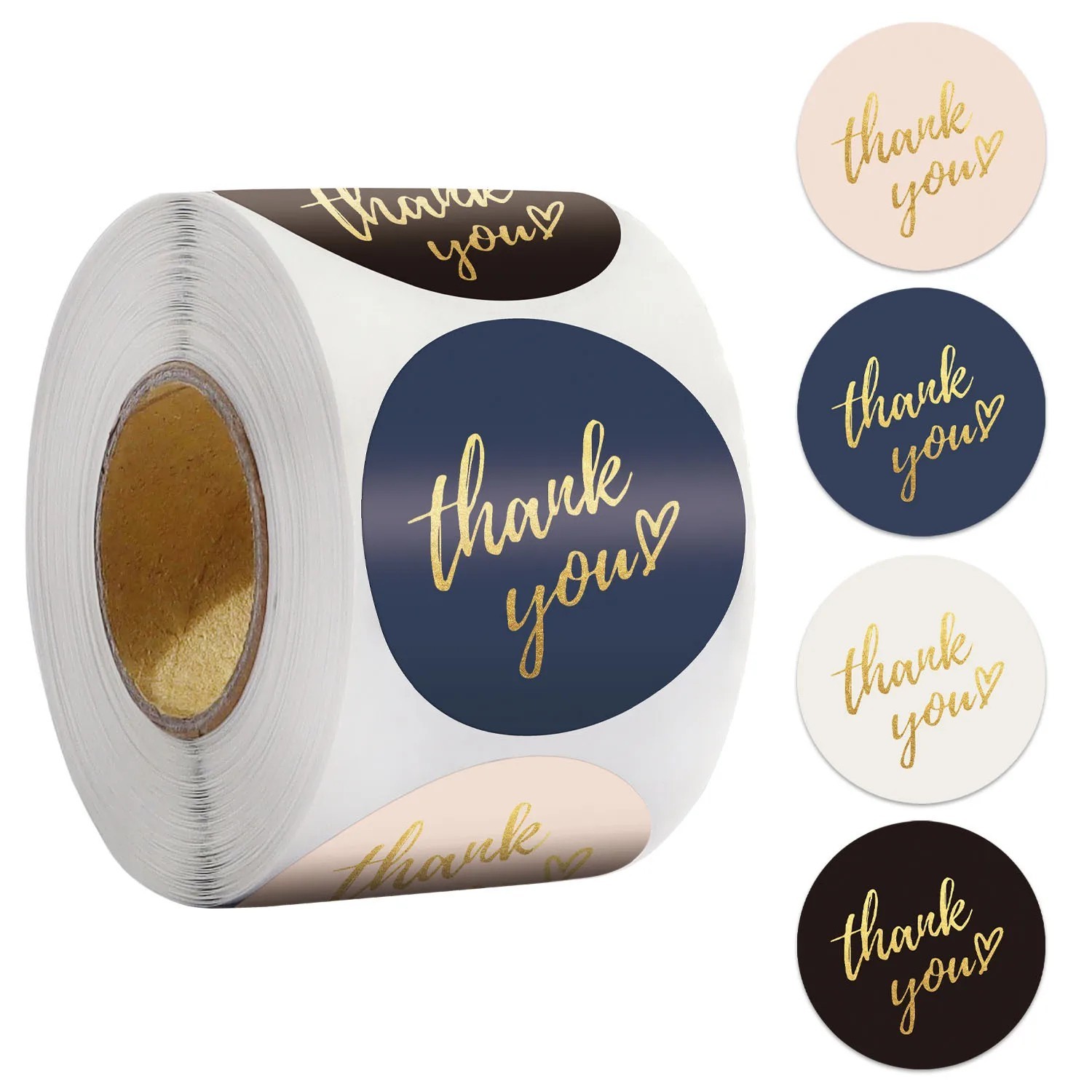 Roll of 500 1″ Thank You for Your Purchase Stickers Gold Round Sealing Labels