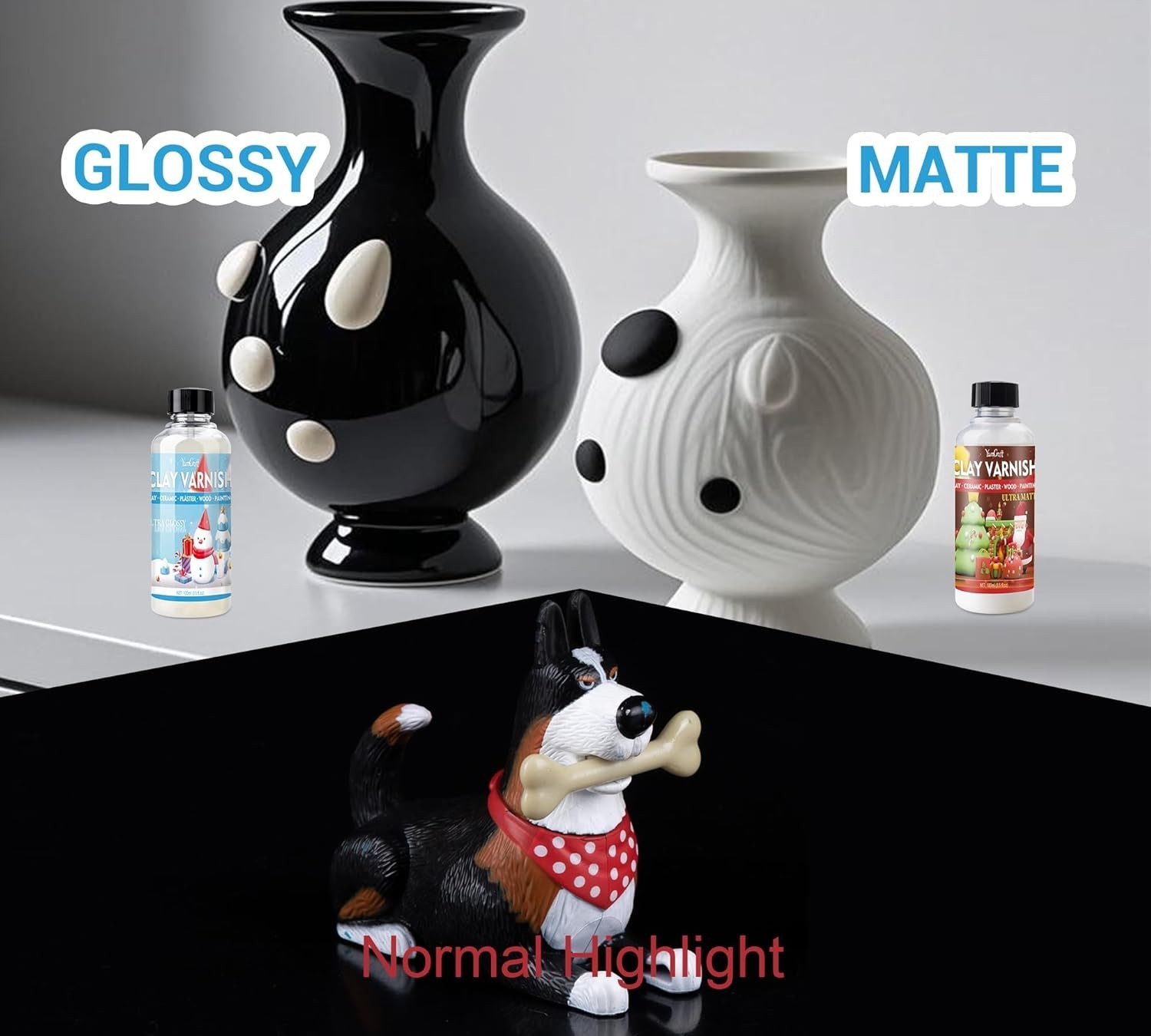 Air Dry Clay Glaze, Ultra Gloss and Matte Clay Varnish for Air Dry Clay/Polym…