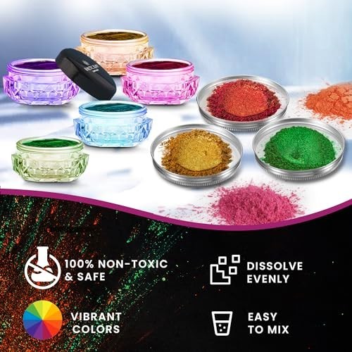 BALTIC DAY Chameleon Mica Powder Set 12 Color Shift Pigments for Resin Crafts