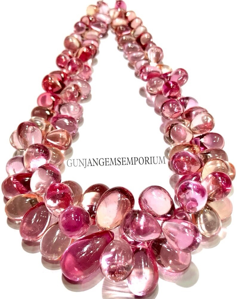 Peachy Pink PADPARADSCHA Sapphire Smooth Teardrop Beads 6-10MM Sapphire Beads