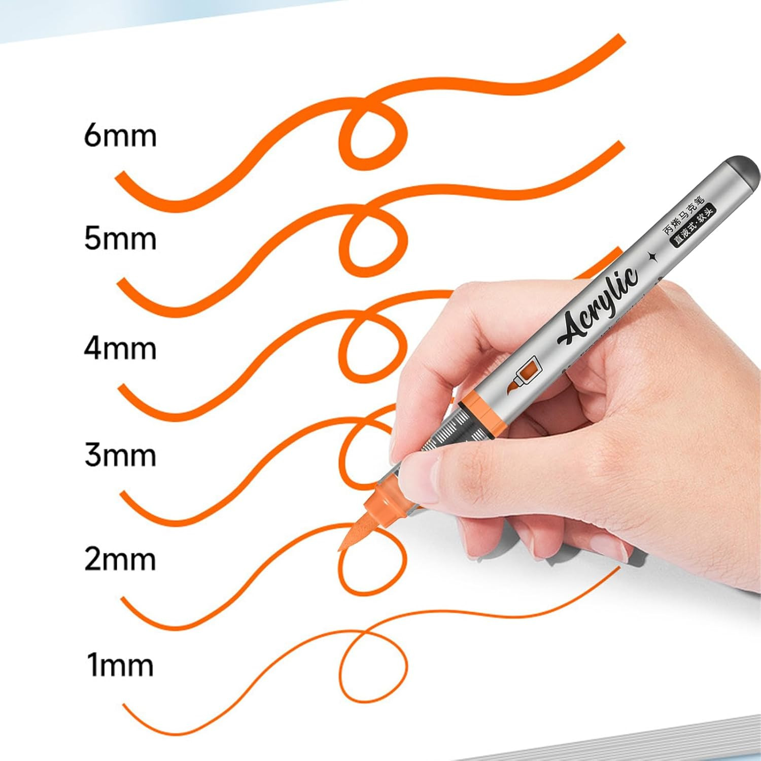 12 Color Acrylic Paint Pens Set with Brush Tips for Rock, Wood, Glass, Canvas DI