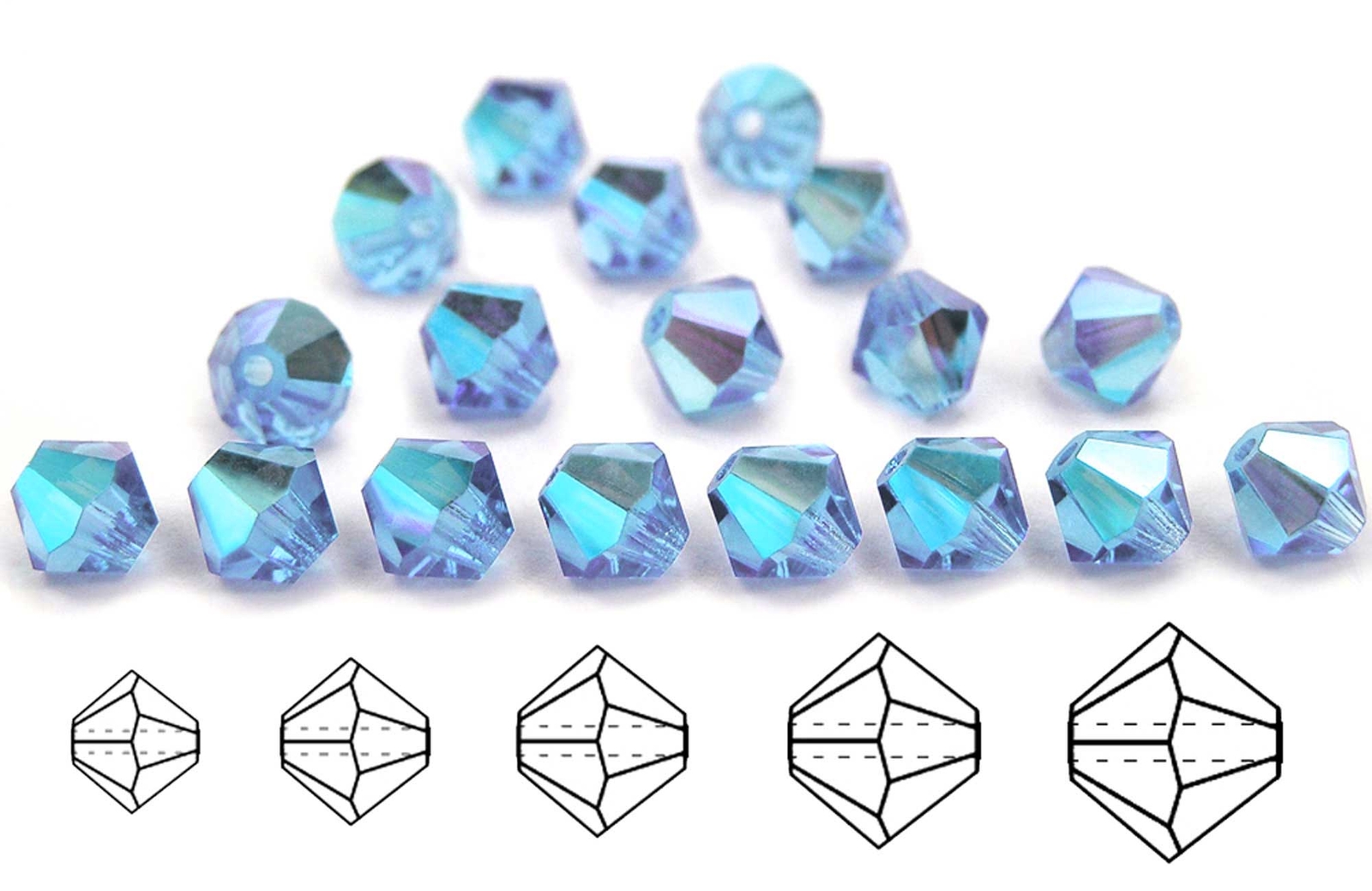 Light Sapphire ABCzech MC Glass Bicone Beads 3mm 4mm 6mm 8mm light blue crystals