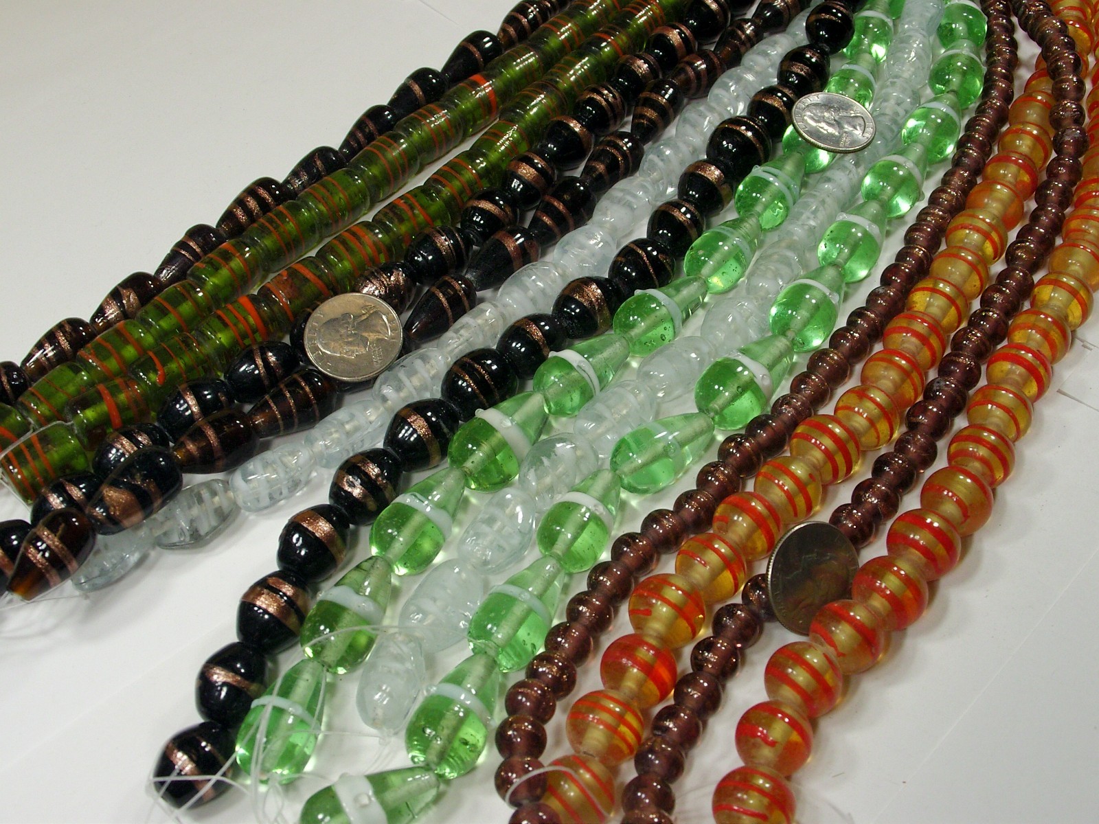14 Strands (15″) Assorted Closeout India Handmade Glass Beads Lot (MQD-2)⭐