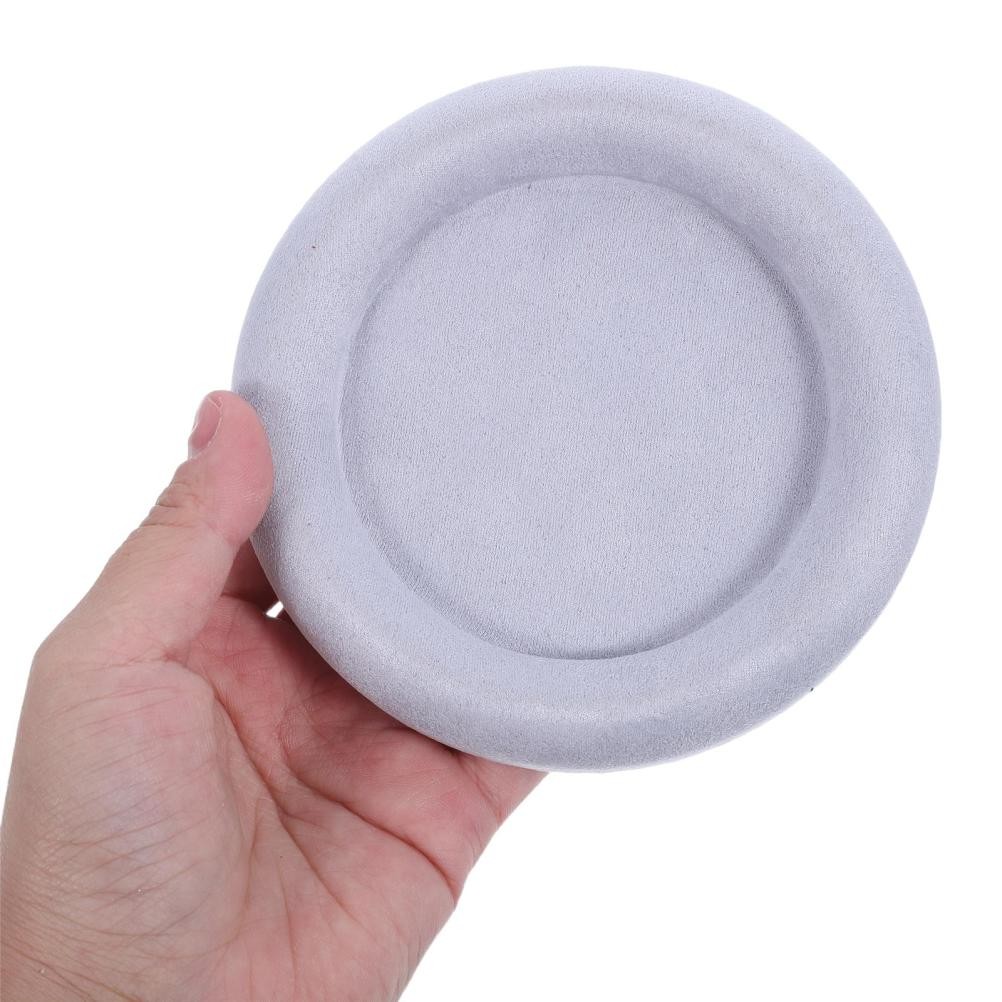 Round Jewelry Display Plate with Wrinkle Resistant Velvet Surface Light Grey