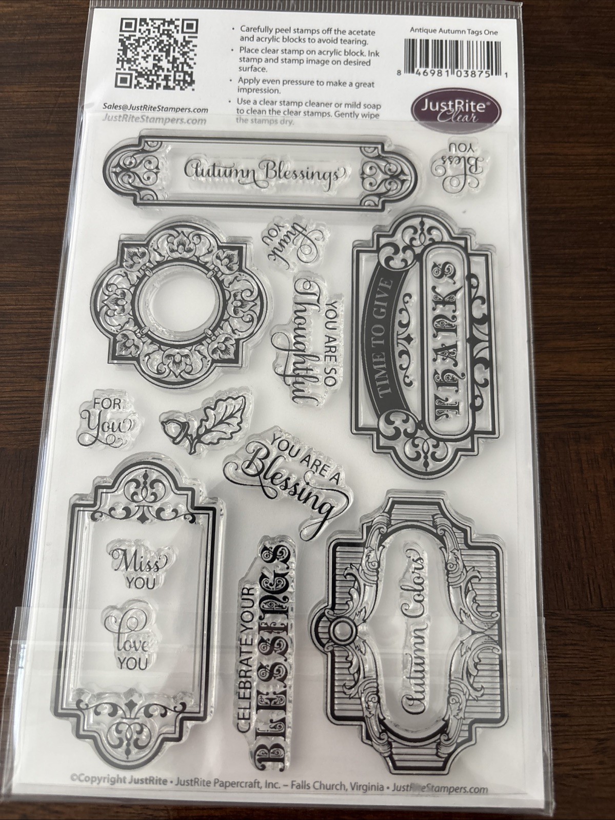 justrite stamp Clear Antique Autumn Tags One