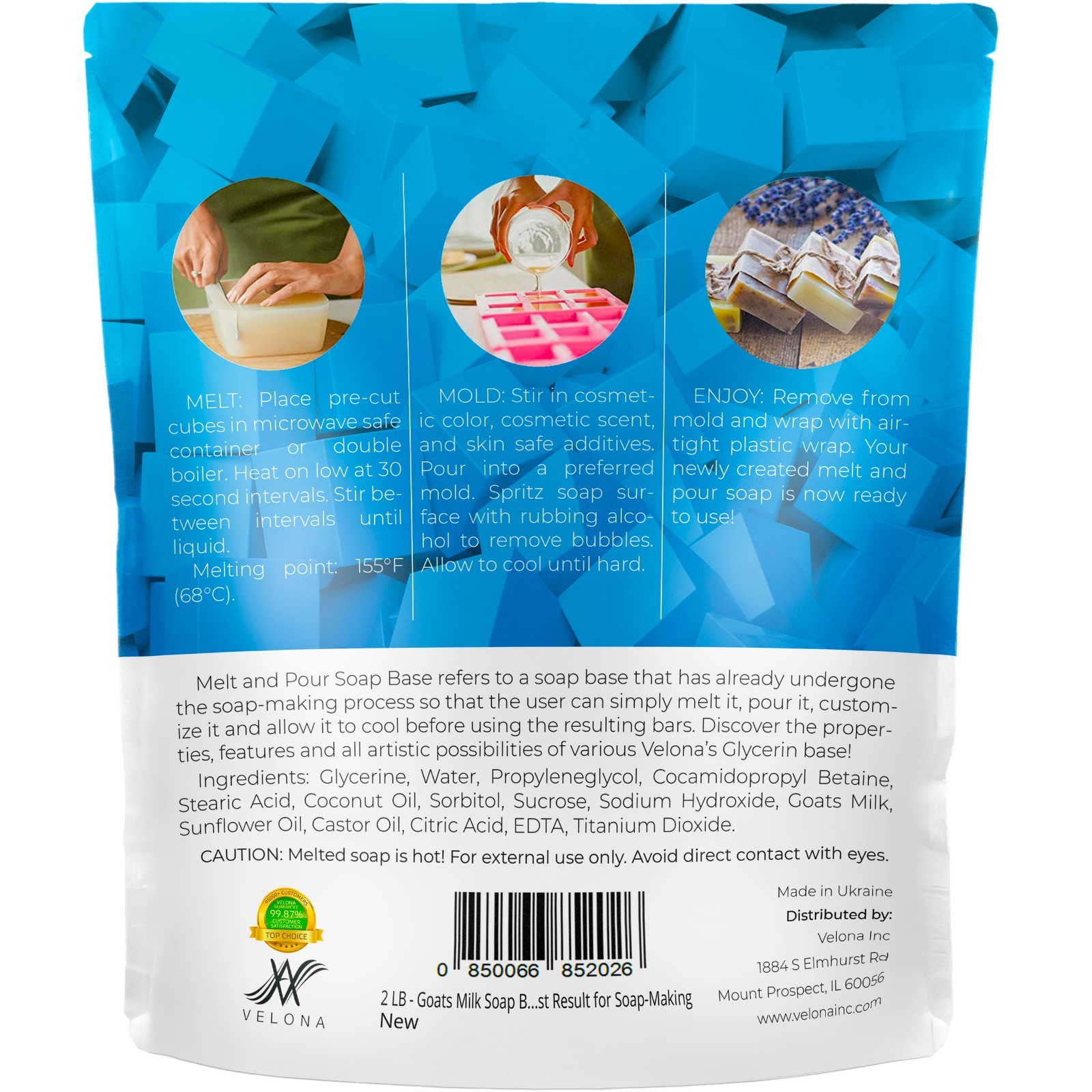 Goat’s Milk Soap Base | Pre-Cut Cubes SLS/SLES Free Glycerin Melt and Pour 2 LB