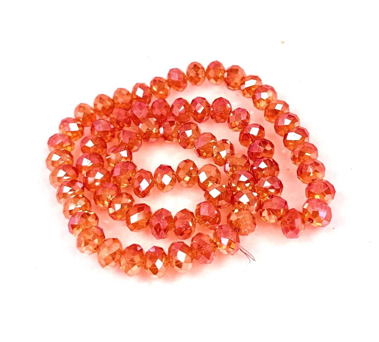8x6mm Sparking Tangelo Glass Faceted Rondelle AB Crystal Shimmer Beads 16″
