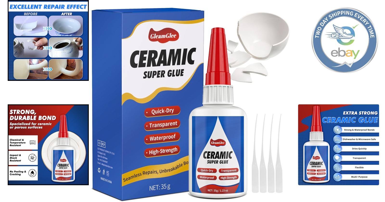 Food Grade, Fast-Drying Super Glue for Ceramic & Porcelain Repairs – 36.5ml
