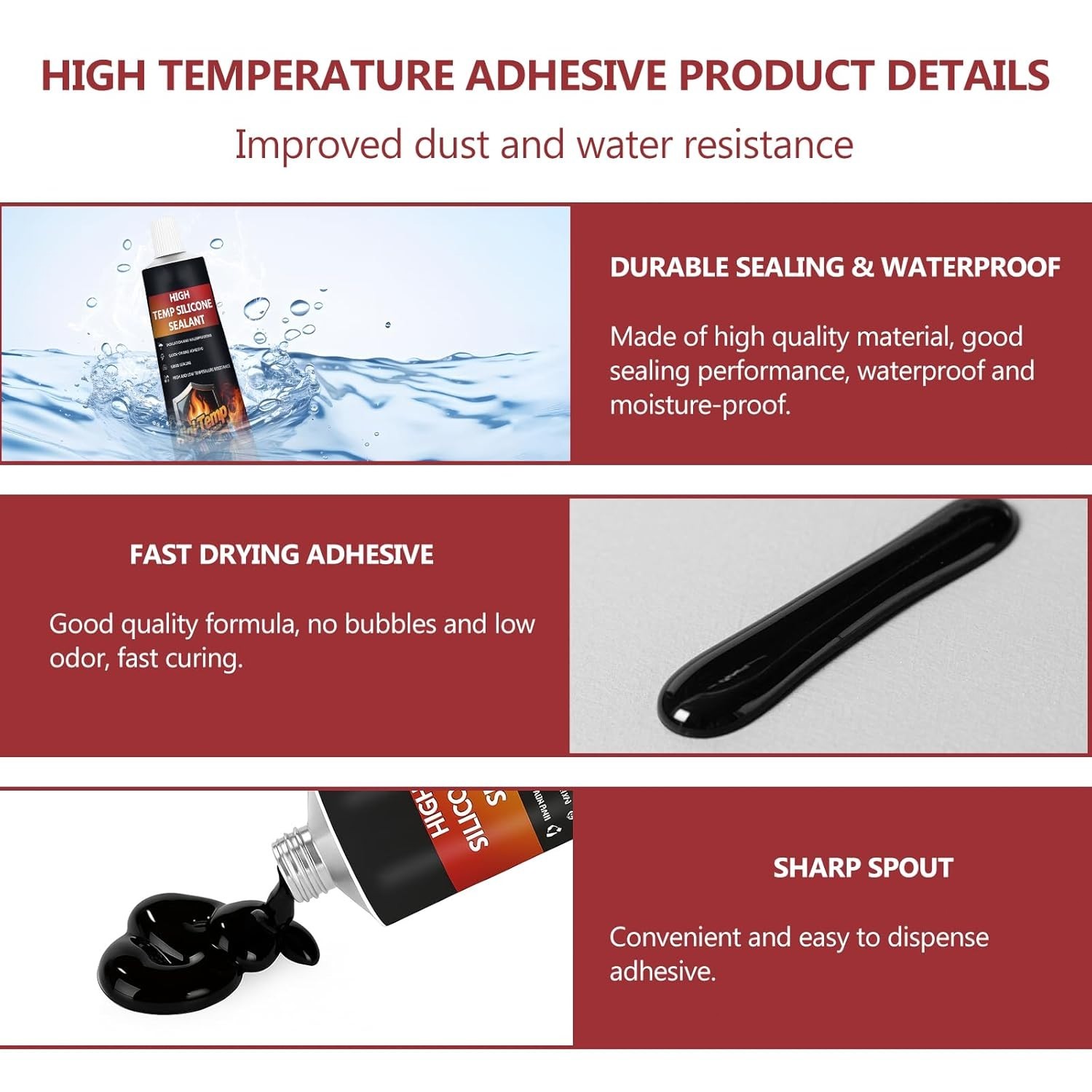 High Temp Oven Glue Ceramic Glass Metal Waterproof Fast Dry 100ml