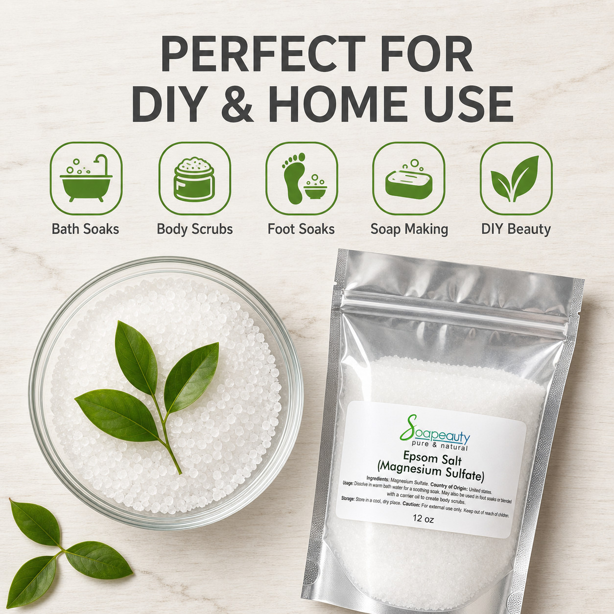 Soapeauty Epsom Salt (Magnesium Sulfate) 100% pure natural USP grade