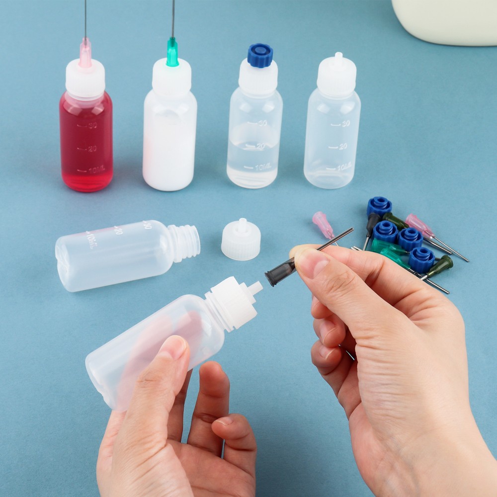 30ml Empty Plastic Squeezable Dropper Bottles Fine Tip Glue Applicators Set