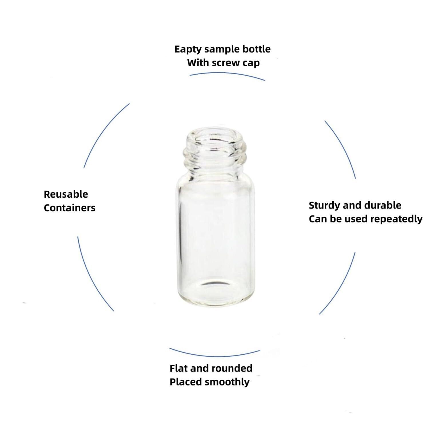 50pcs 3ml Mini Small Clear Glass Bottles Tiny Vials Empty Jars with Screw Caps