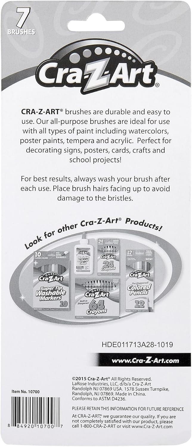 Assorted Sizes Artist Brushes Set – 7 Count with Translucent Grip & Shed Proof