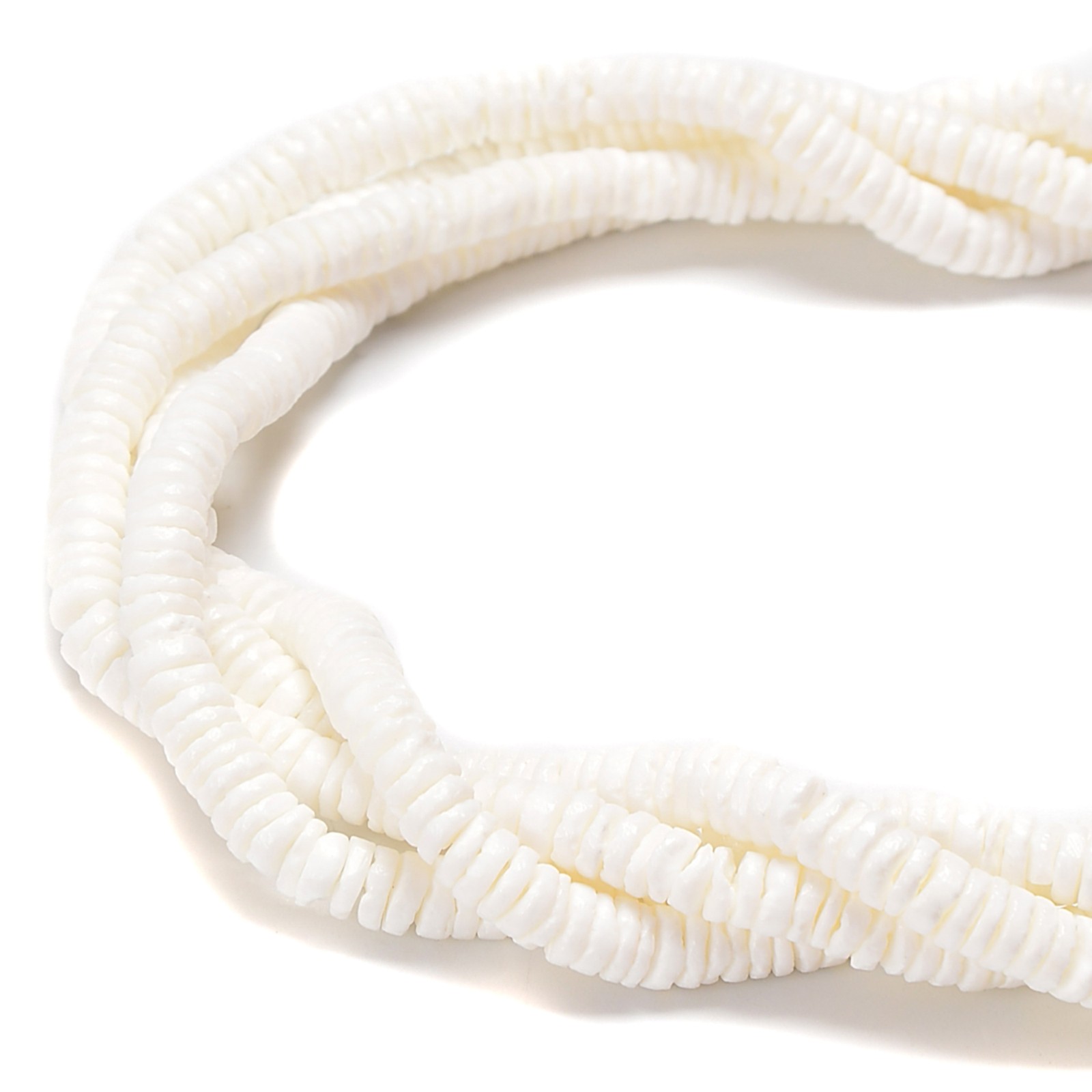White Shell Heishi Disc Beads Size 2x6mm 15.5” Strand (2x6mm)