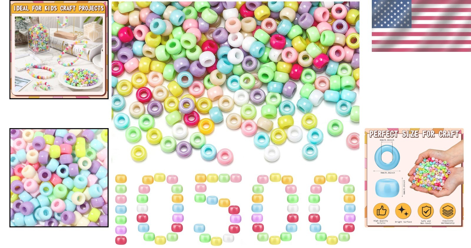 Bulk Plastic Beads for Jewelry Making – Assorted Colors