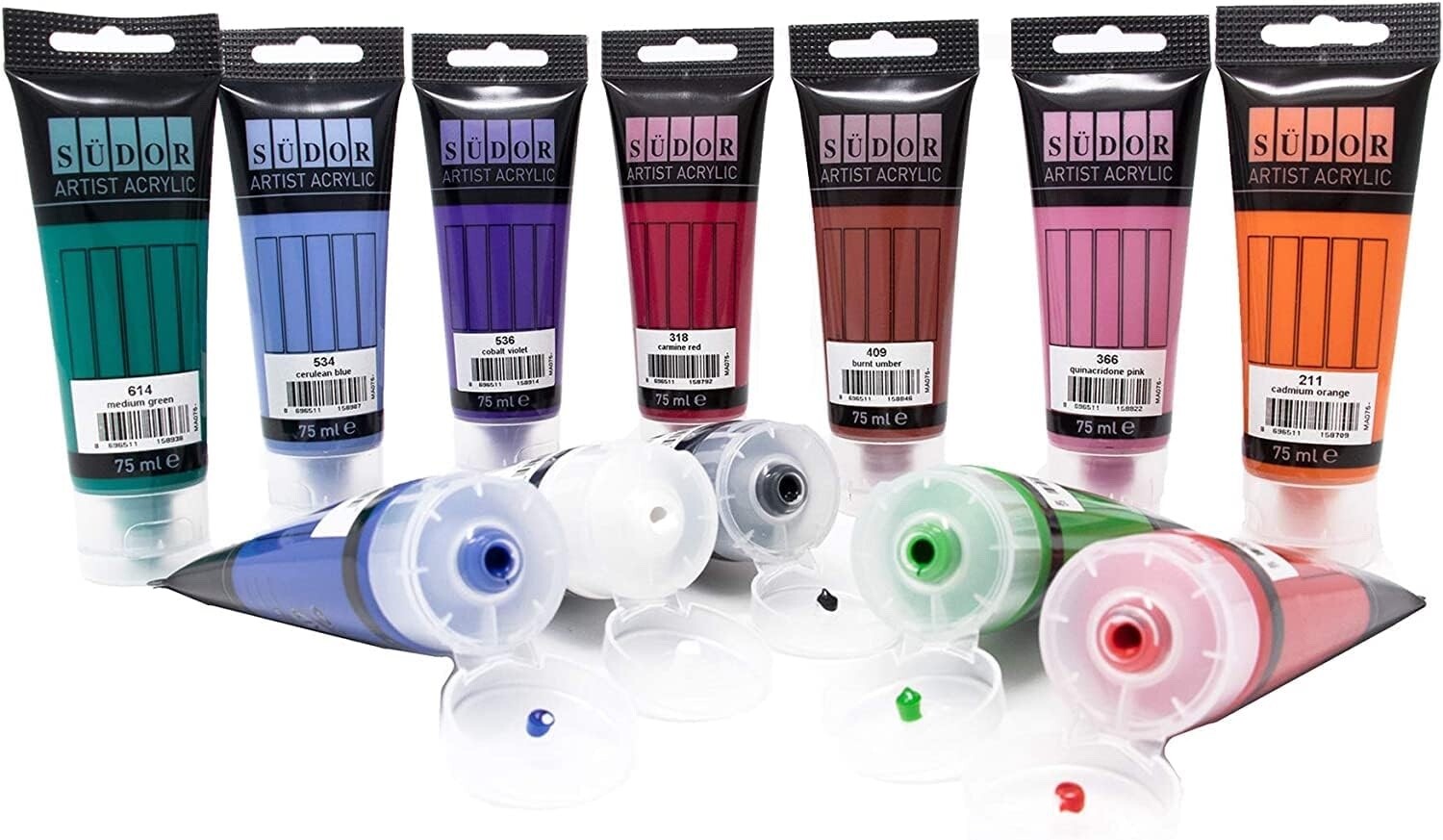 Südor Acrylic Paint Set of 12Colors – Waterproof, Vibrant, Non-Toxic for Artists