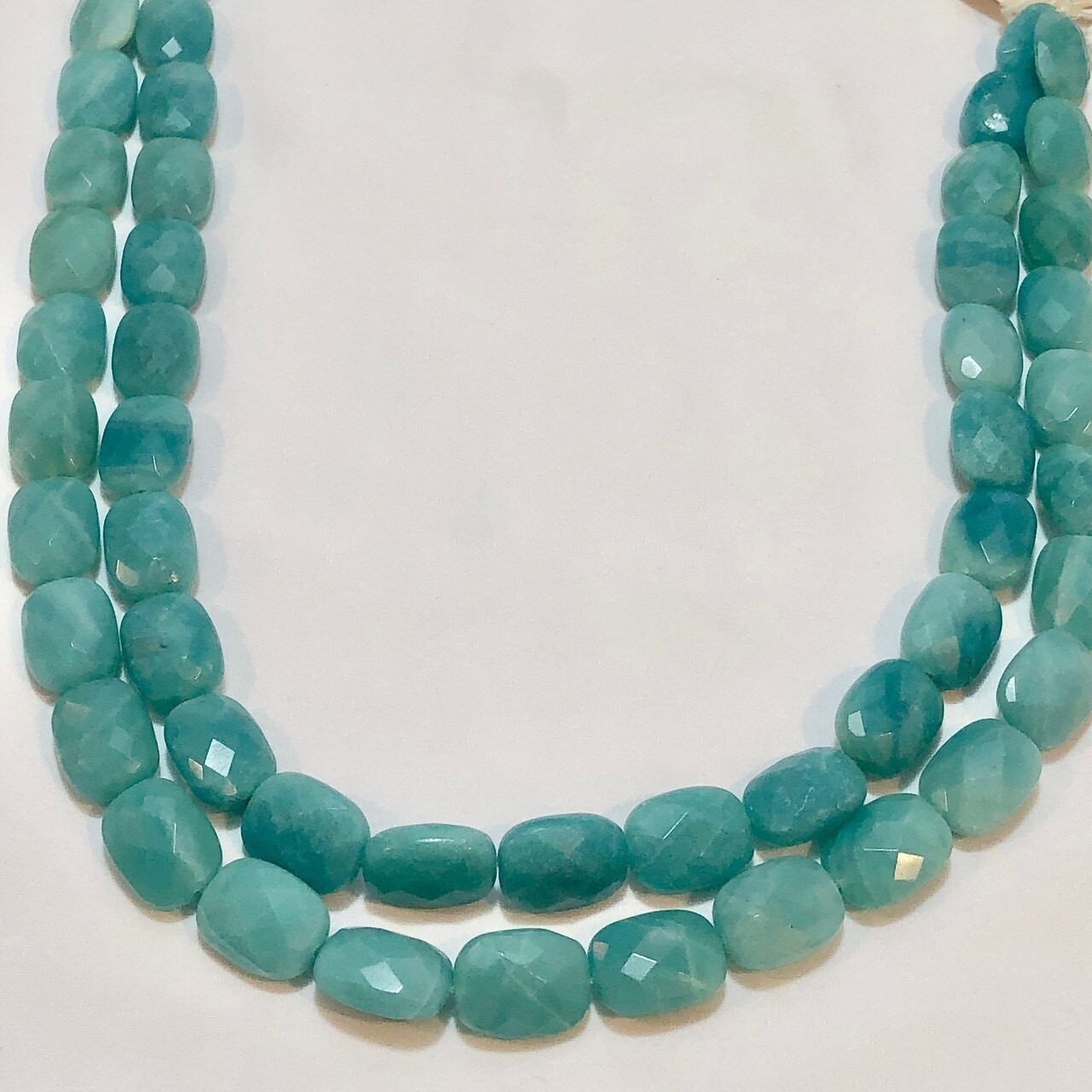 Gem Quality Faceted Amazonite Beads | 14x10x7mm | Blue | Oval | 6 Beads