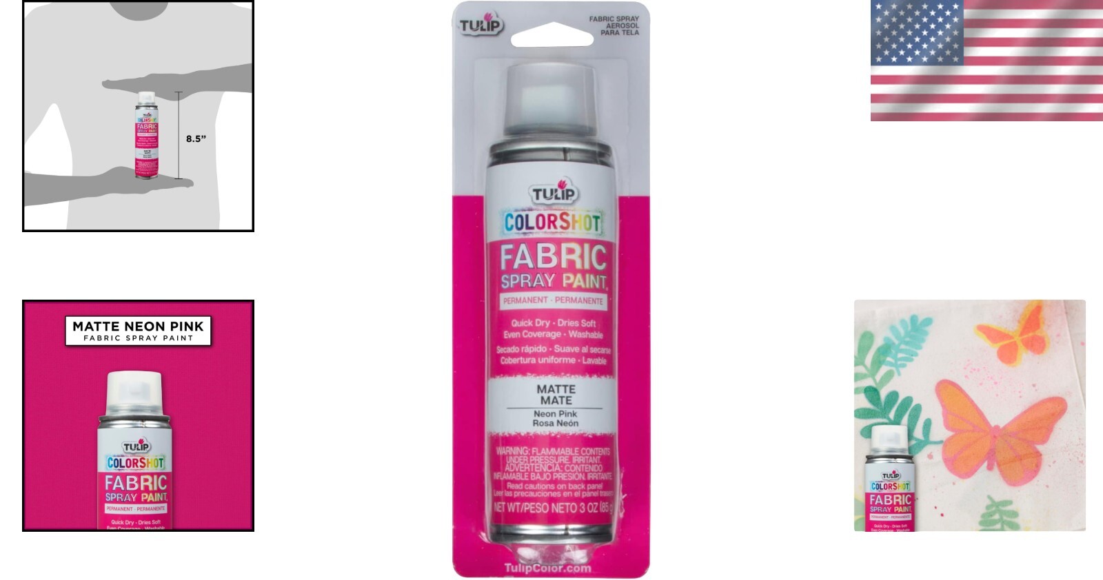 Vibrant Neon Pink Fabric Spray Paint – 3 oz Washable Aerosol for DIY
