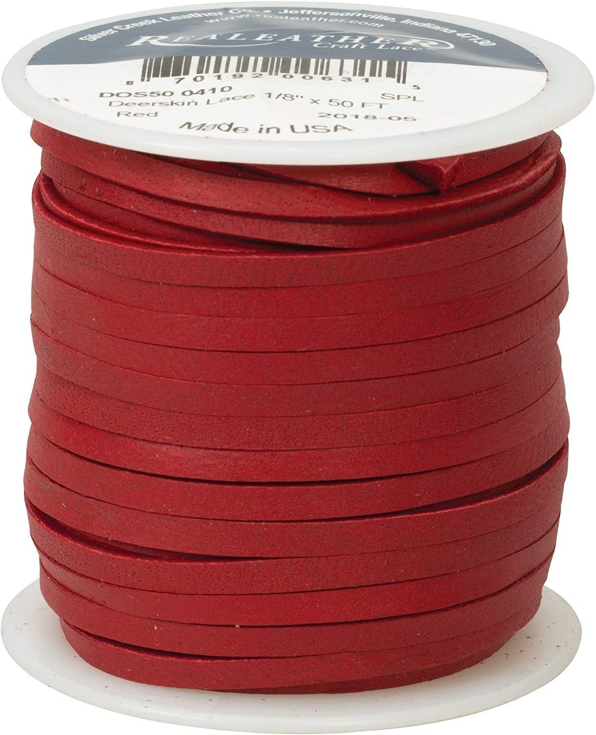 Realeather Deerskin Leather Lace | Size 1/8″ x 50′ (4.8mm x 15.24m) | 2/3 oz…