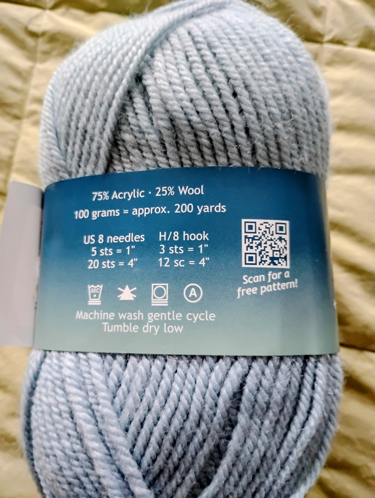 Plymouth Encore Worsted Yarn 75% Acrylic 25% Wool Color 514 Light Wedgewood
