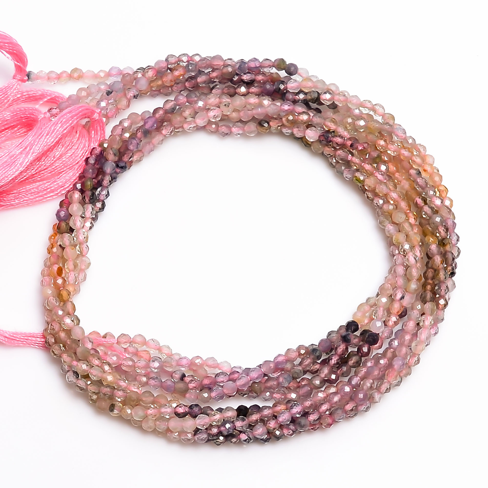 2 mm Natural Pink Tourmaline Shaded Faceted Round Rondelle Beads 33 cm Strand
