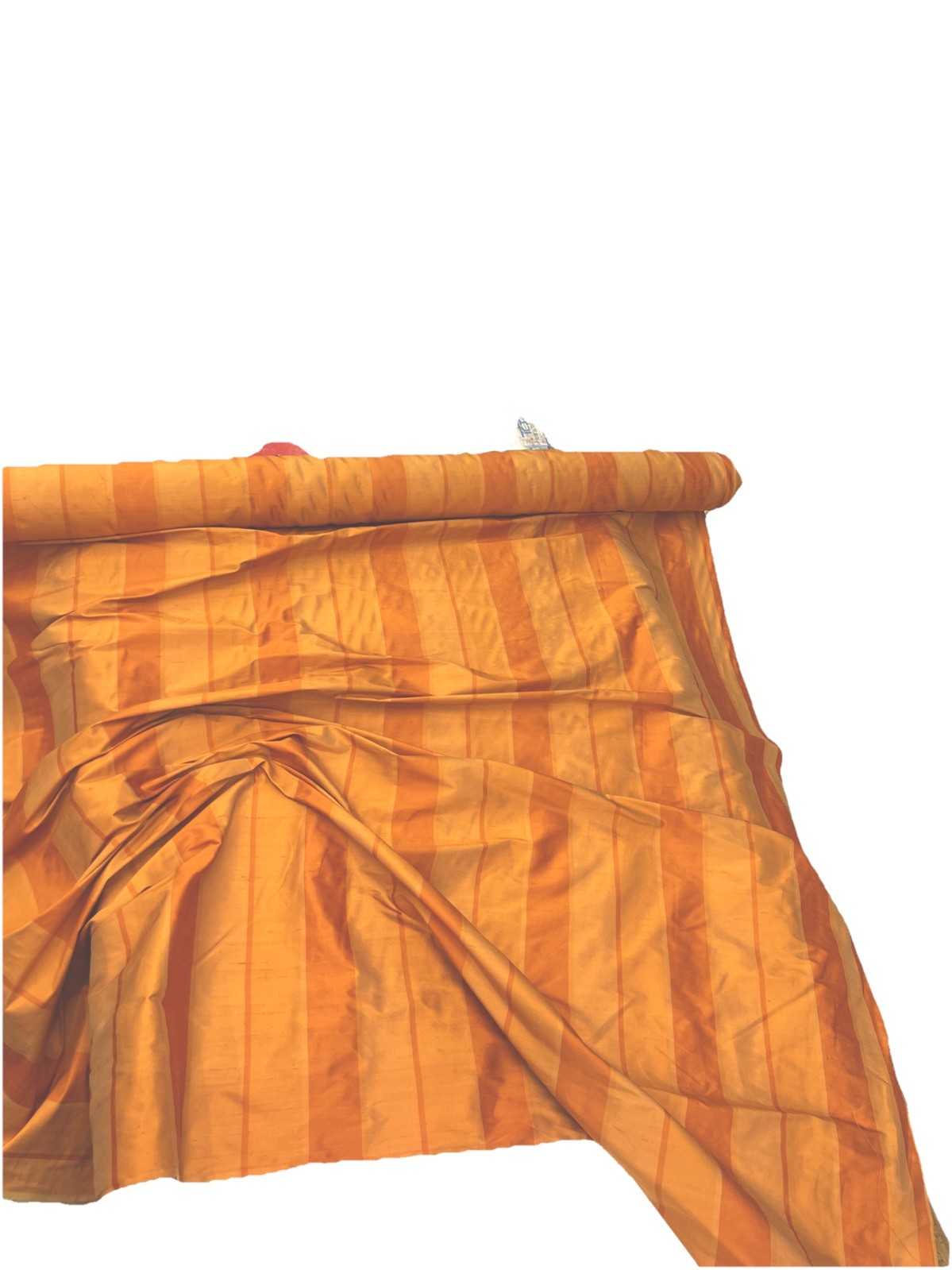 Dupioni Stripes 100% Silk Fabric 54″ Wide, By Yard (501 )Sold By The Yard Orange