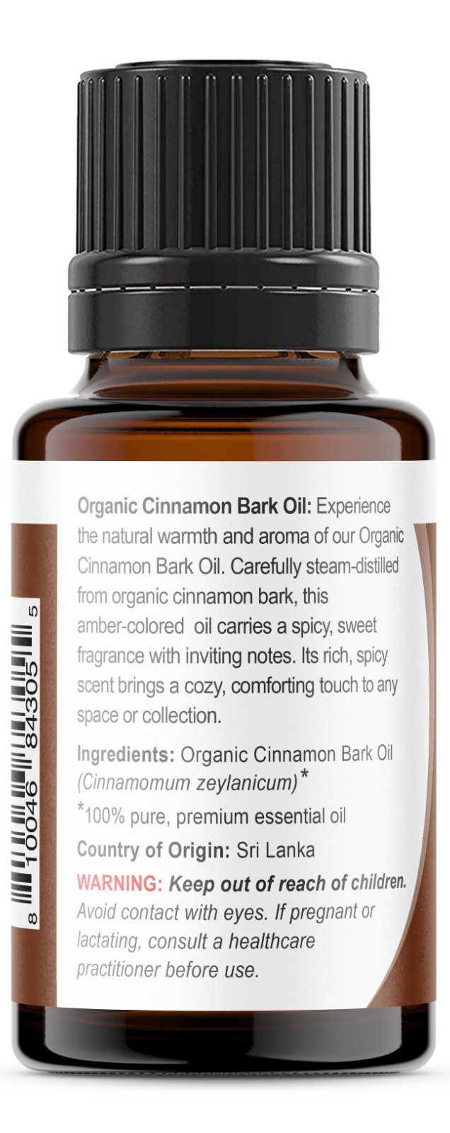 Viva Doria Pure Certified Organic Cinnamon Bark Essential Oil, Food Grade 15 mL