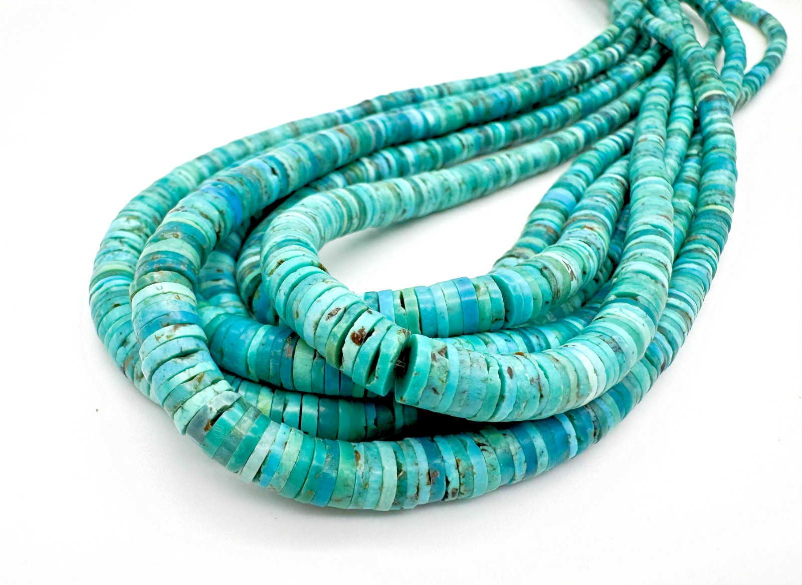 Natural Blue Arizona Kingman Turquoise Heishi Beads: Graduated Gemstone – PGS237