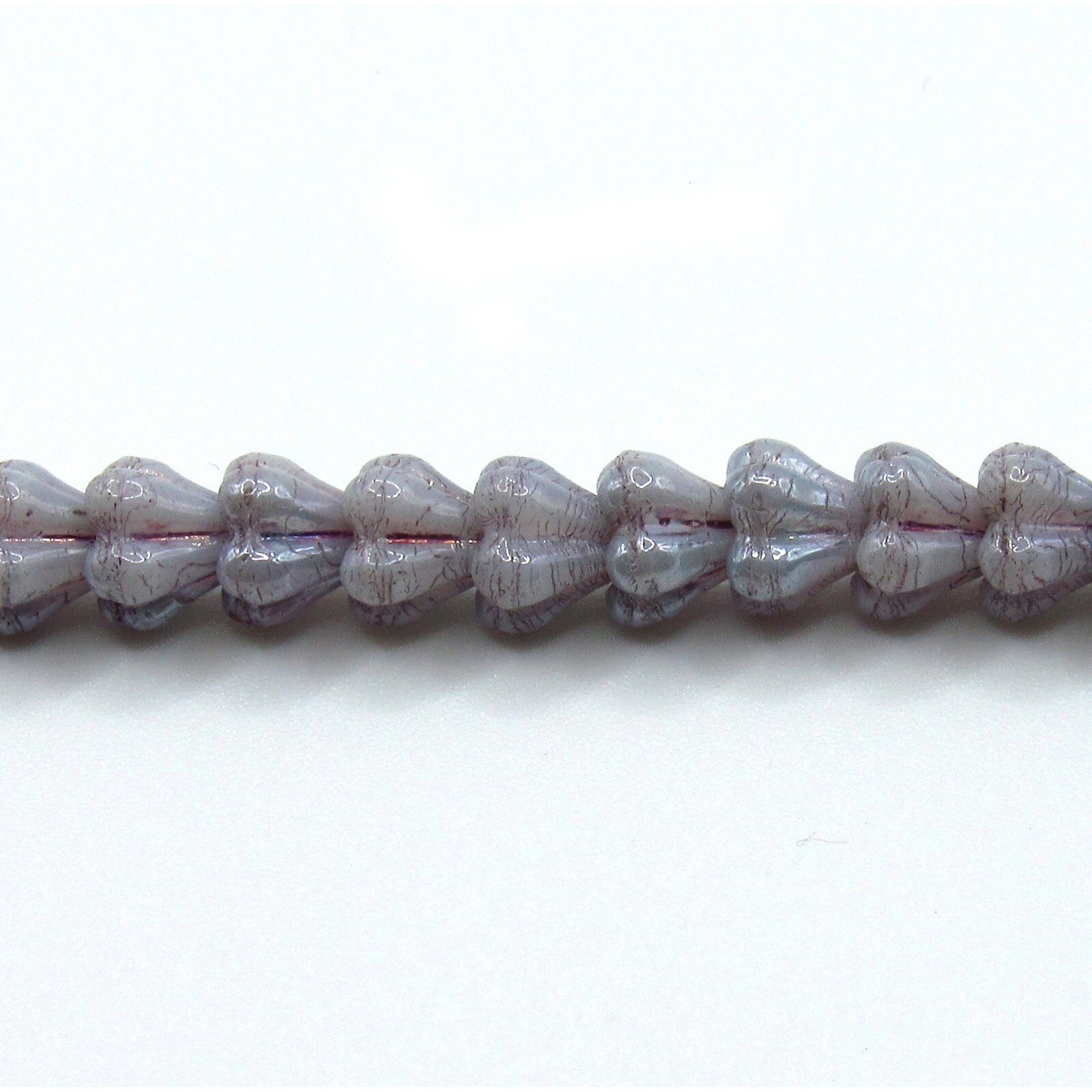 Luster Opaque Amethyst Baby Bell Flowers – 50 4×6 mm Czech Glass Pressed Beads