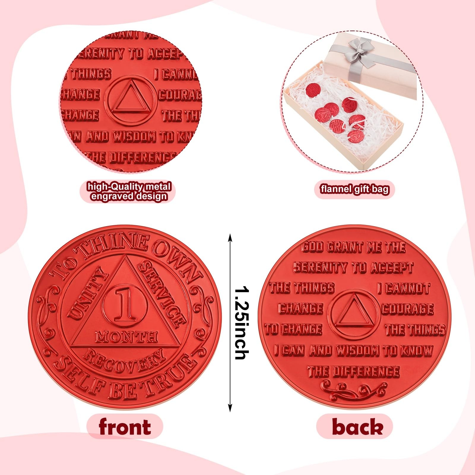 Siifert 30 Pcs Recovery 1 Month AA Chips and Medallions Bulk Sobriety Chips A…