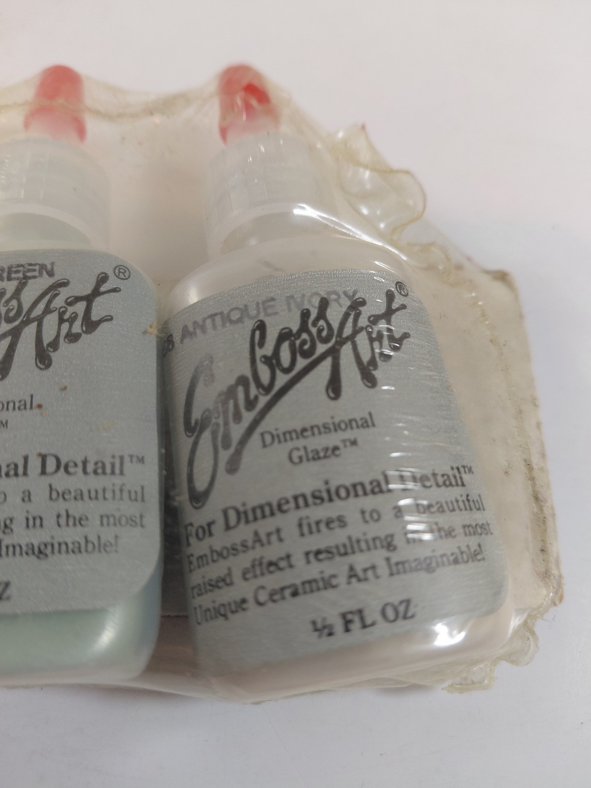 Vintage EmbossArt Dimensional Glaze Set of 6 Ceramic Art Detail Paints 1/2 FL OZ