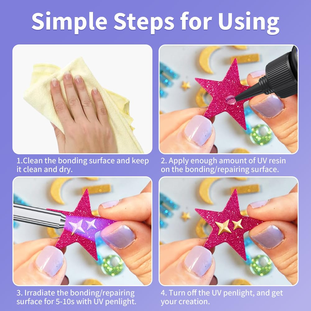 UV Resin Kit with Light, Fast Drying Beginner-Friendly Kit, Bonding & Repairing