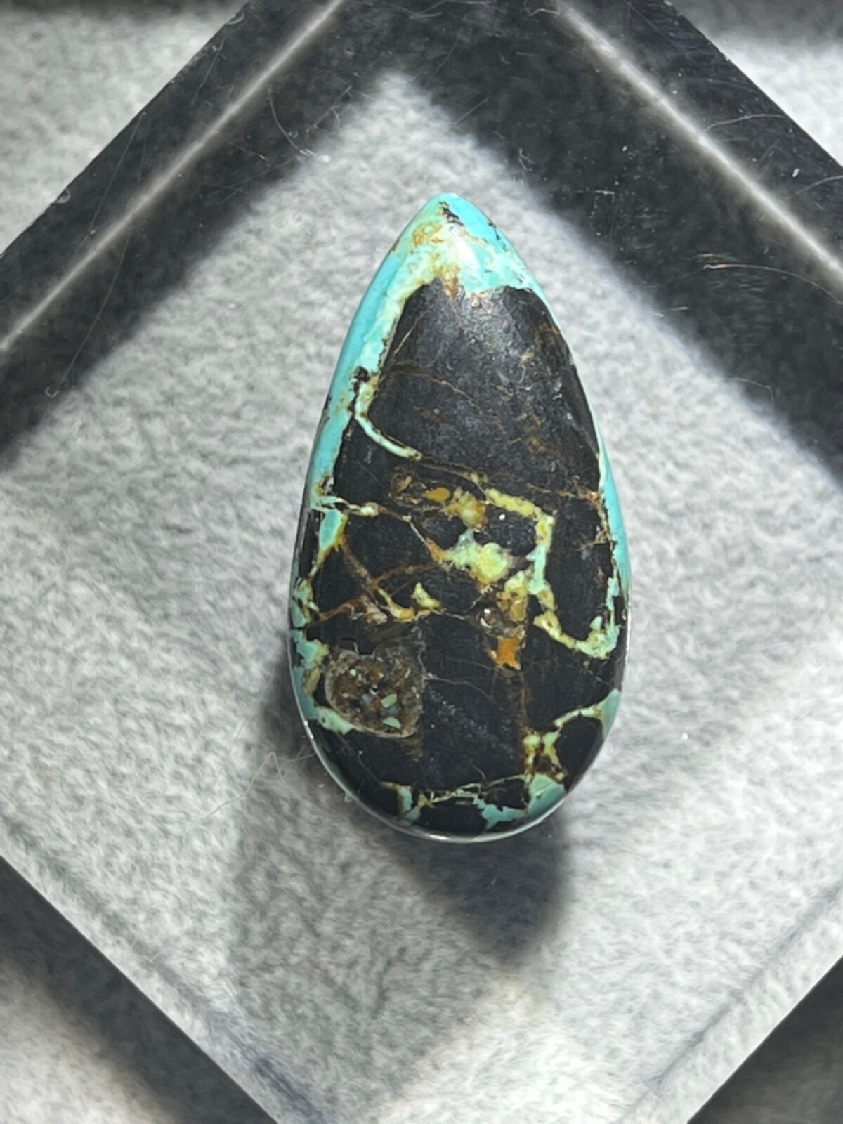 Blue Moon Turquoise 17 ctw Pear tear drop Cabochon. Tonopah, Nevada USA mined