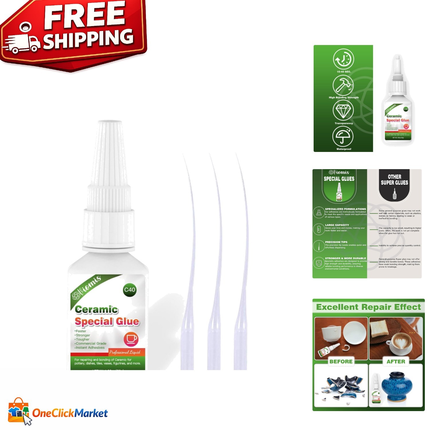 30ml High Viscosity Ceramic Glue – Waterproof Instant Repair for Dishes & Crafts