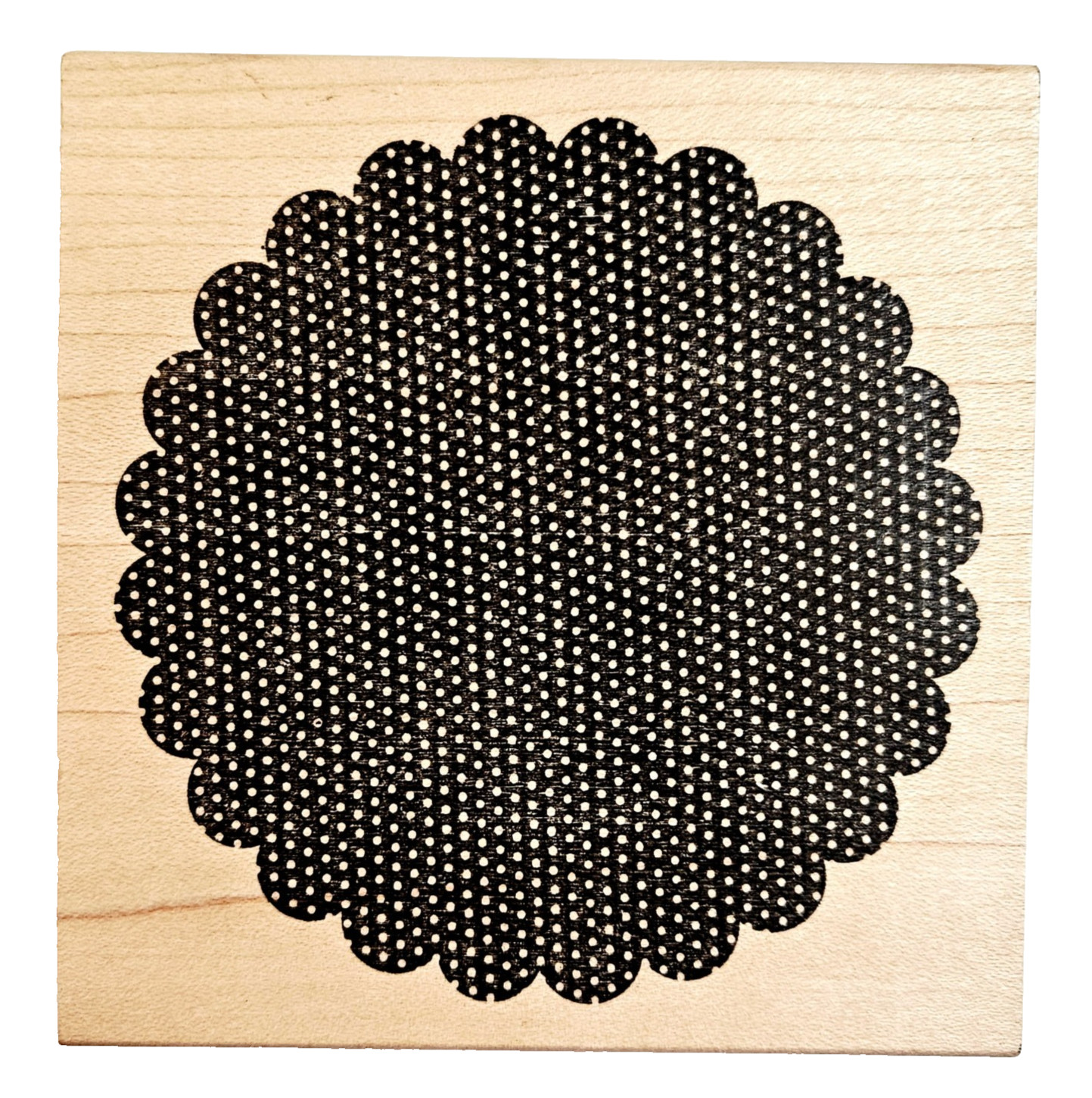 SCALLOPED POLKADOT CIRCLE Memory Box Rubber Stamp G1434 Label Shape Round p777