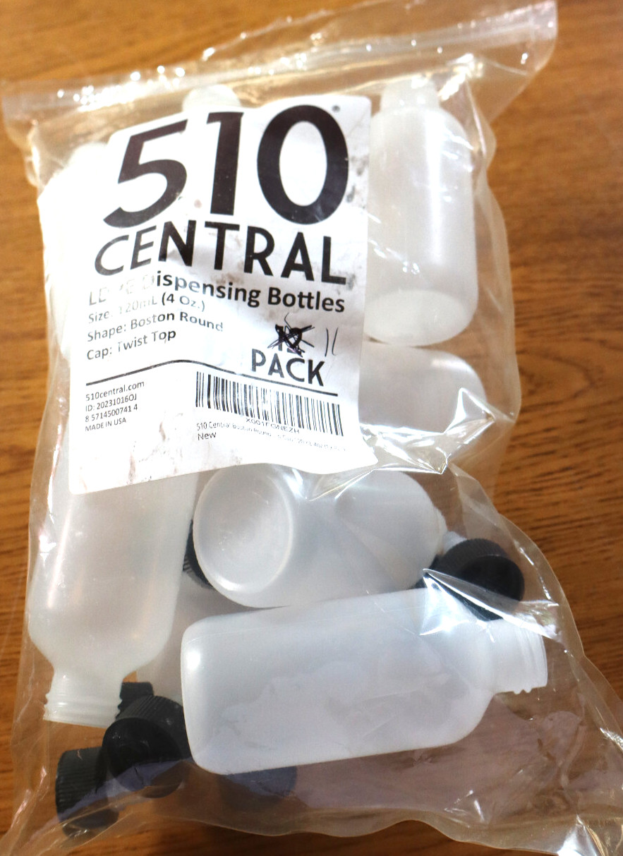11 pack of 4oz (120mL) LDPE Plastic Boston Round Bottles W/ Cap Twist Top
