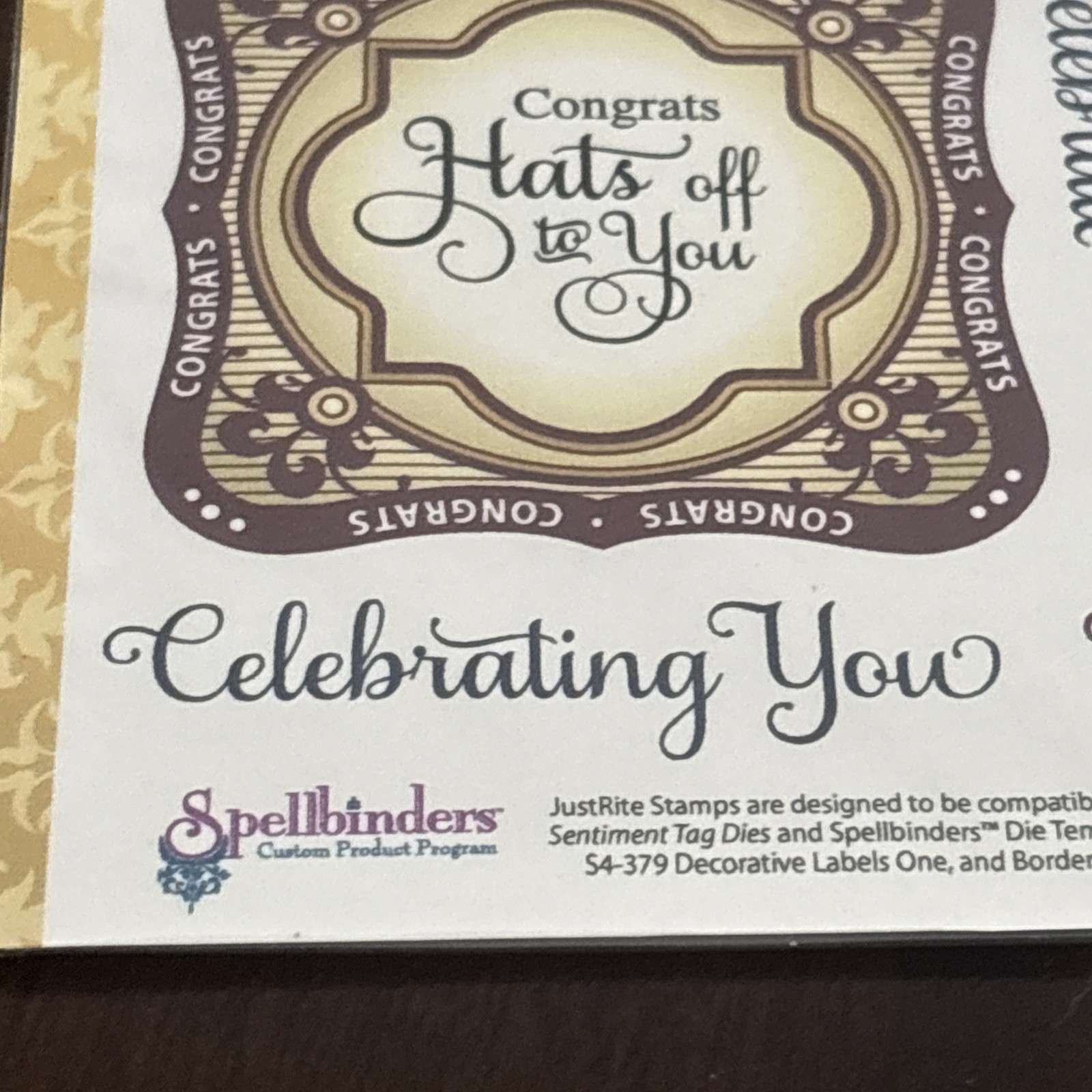 Spellbinders Just Rite Clear Stamps, Celebration Labels One & Bracket Borders
