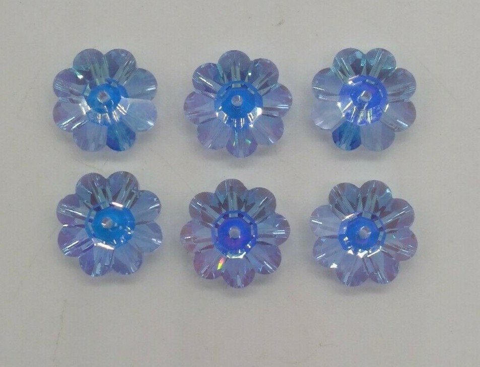 6pc Swarovski Crystal Light Sapphire AB Margarita 3700 Beads; 12mm or 14mm