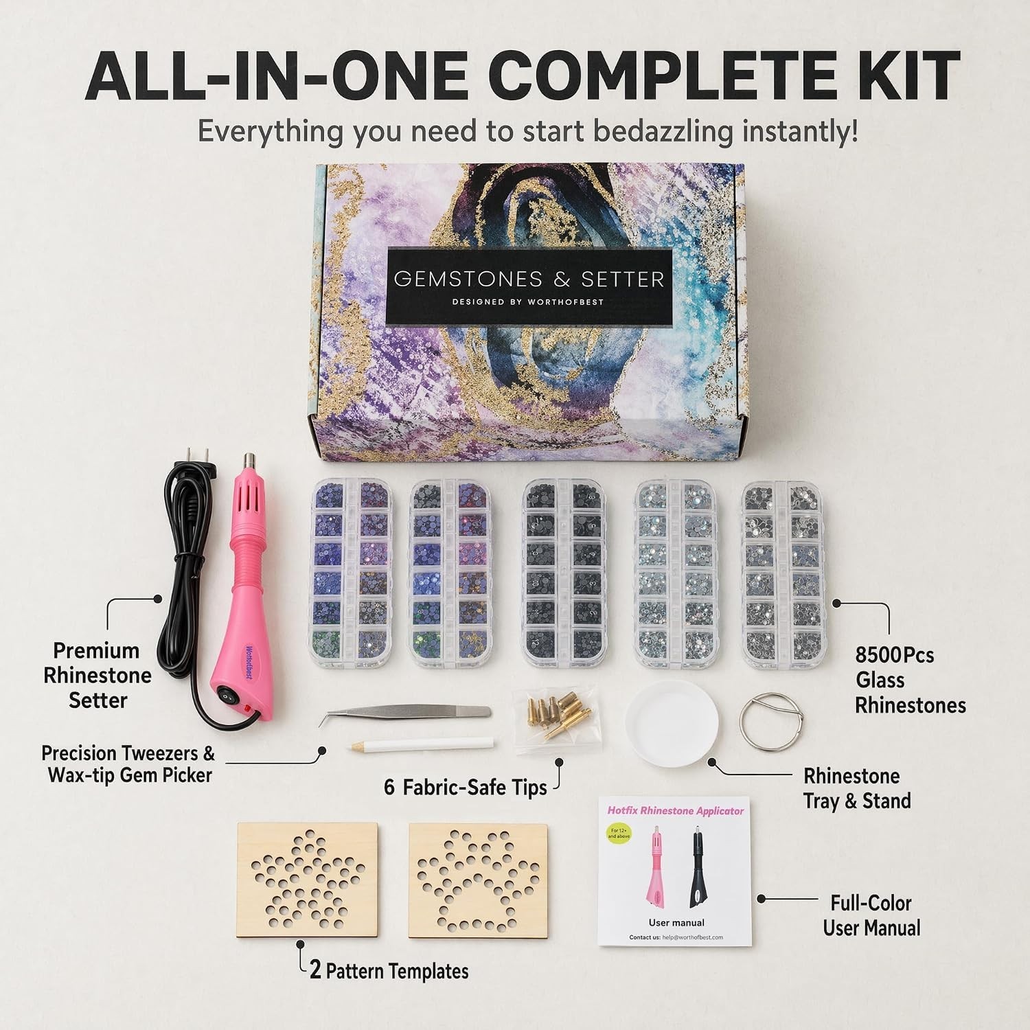 DIY Rhinestone Applicator Kit – 8500Pcs Hotfix