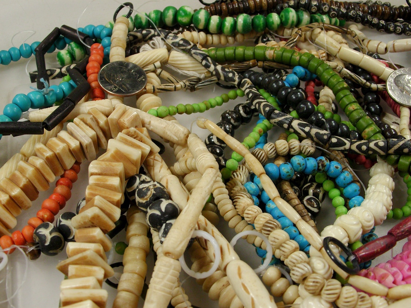 2 Pounds Odds and Ends India Handmade Water Buffalo Bone Beads Lot (AXP-2) ⭐